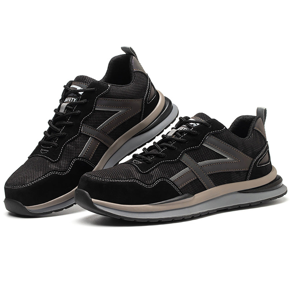 Mid-top Steel Toe Cap Anti-smashing Anti-piercing Safety Shoes Mesh Breathable Protective Shoes Non-slip Construction Workshop Work Shoes