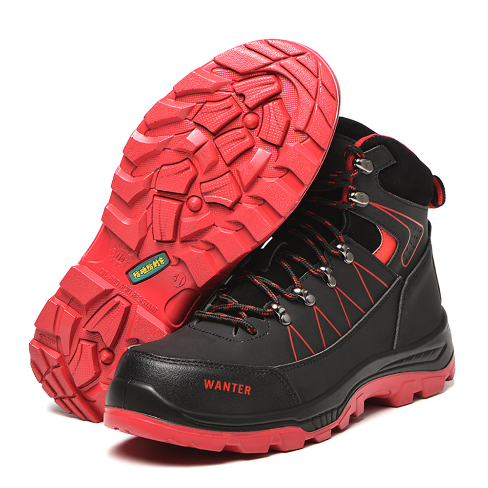 Men's Flying Woven High-top Sneakers Breathable Anti-smashing Anti-puncture Safety Shoes Winter Work Boots with Cotton