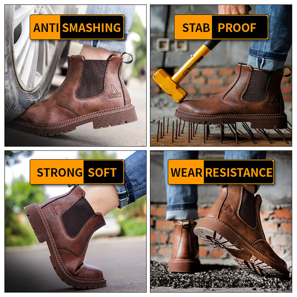 Men's Comfortable Breathable Wear-resistant Electrician Safety Work Shoes Anti-smashing Anti-piercing Steel Toe Shoes
