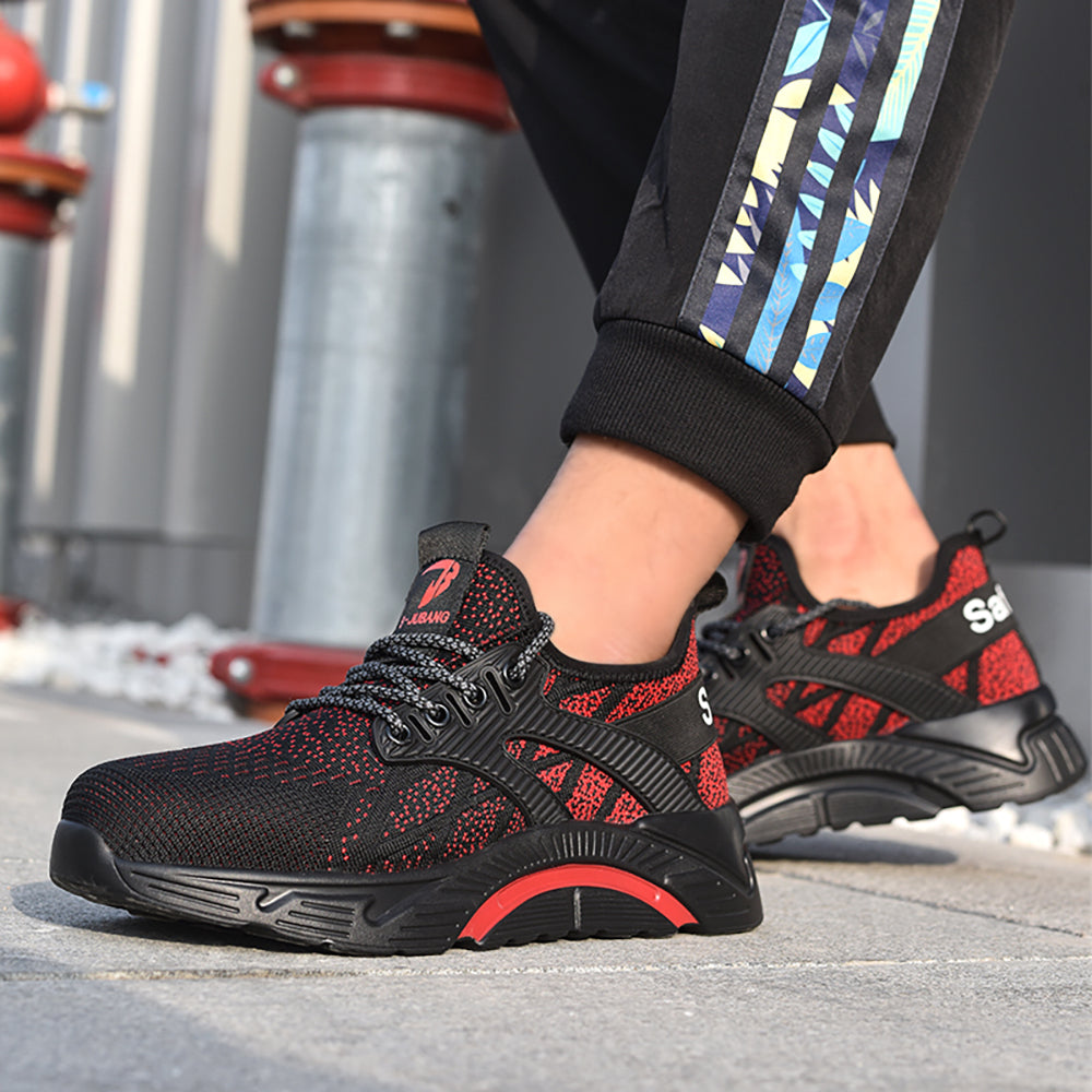Men's Flying Woven Sports Shoes Anti-smashing Anti-piercing Work Safety Shoes Breathable Steel Toe Cap Protective Shoes