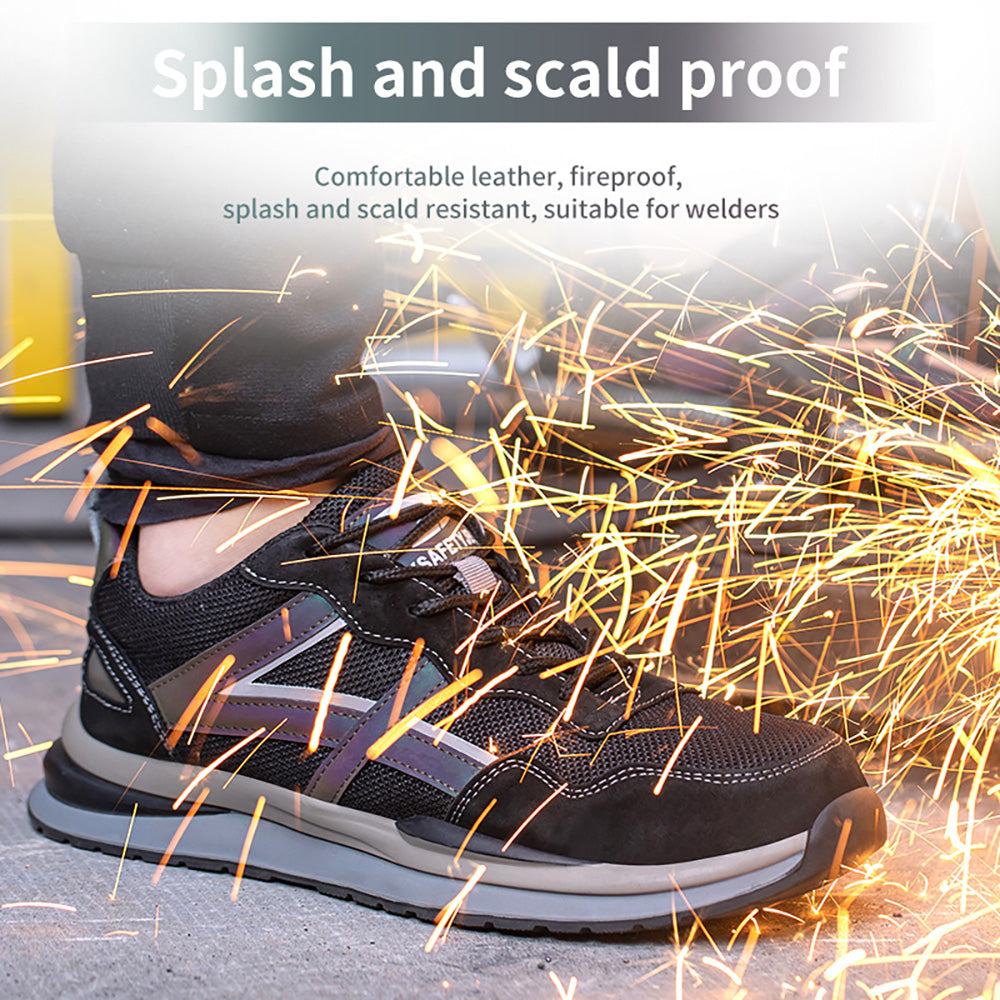 Mid-top Steel Toe Cap Anti-smashing Anti-piercing Safety Shoes Mesh Breathable Protective Shoes Non-slip Construction Workshop Work Shoes