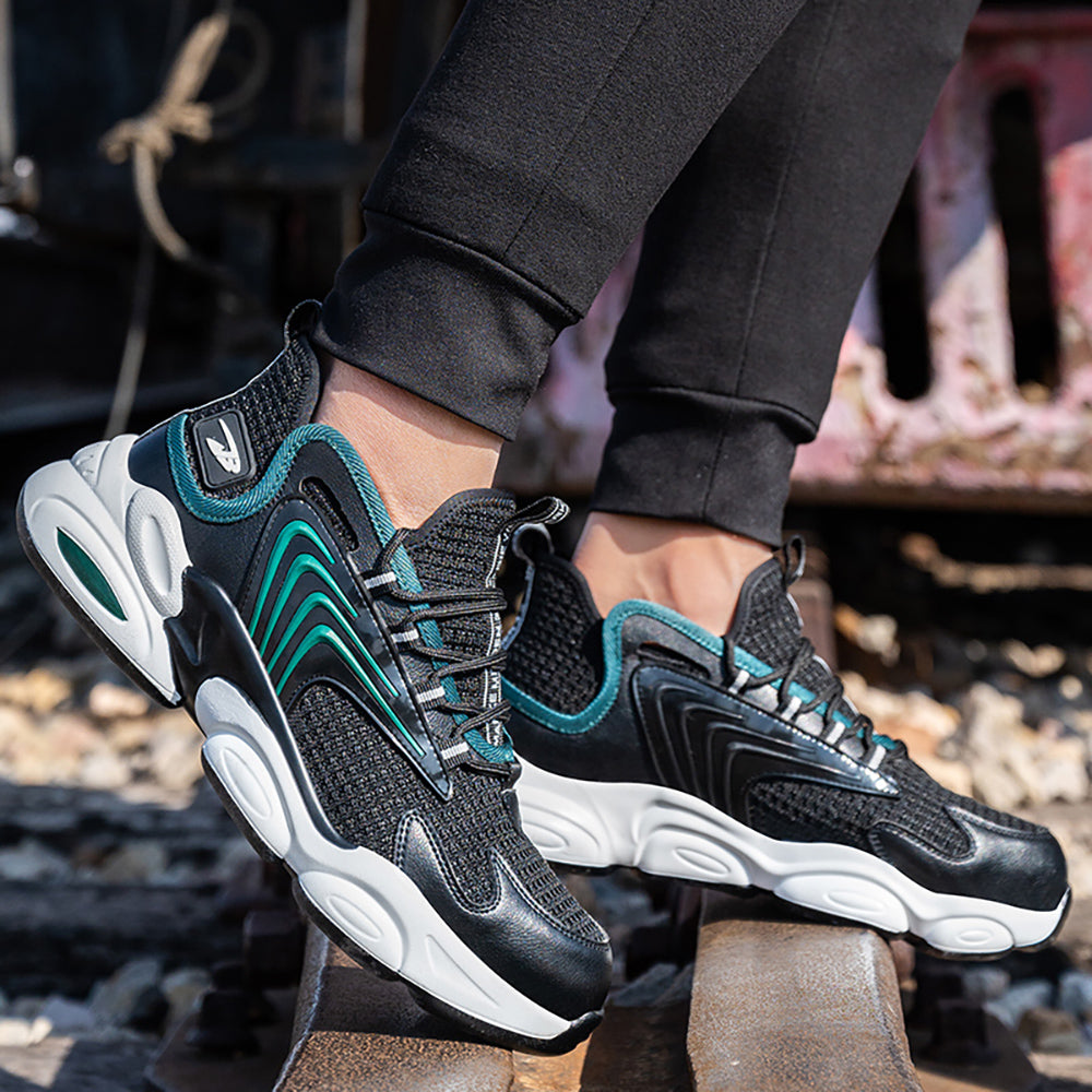 Men's Work Shoes Flying Woven Steel Head Anti-smashing Anti-stab Safety Shoes Summer Construction Site Work Shoes Breathable Work Boots Safety Shoes