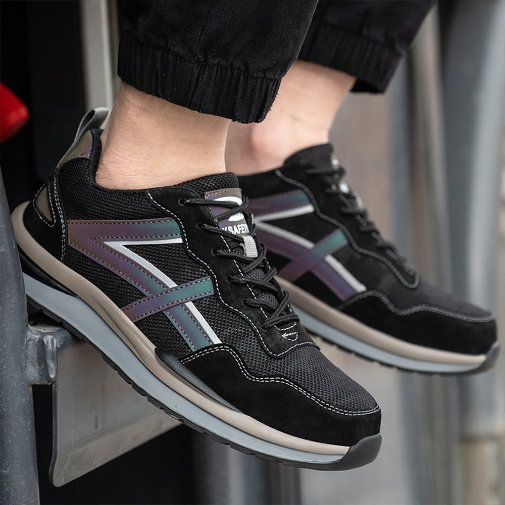 Mid-top Steel Toe Cap Anti-smashing Anti-piercing Safety Shoes Mesh Breathable Protective Shoes Non-slip Construction Workshop Work Shoes