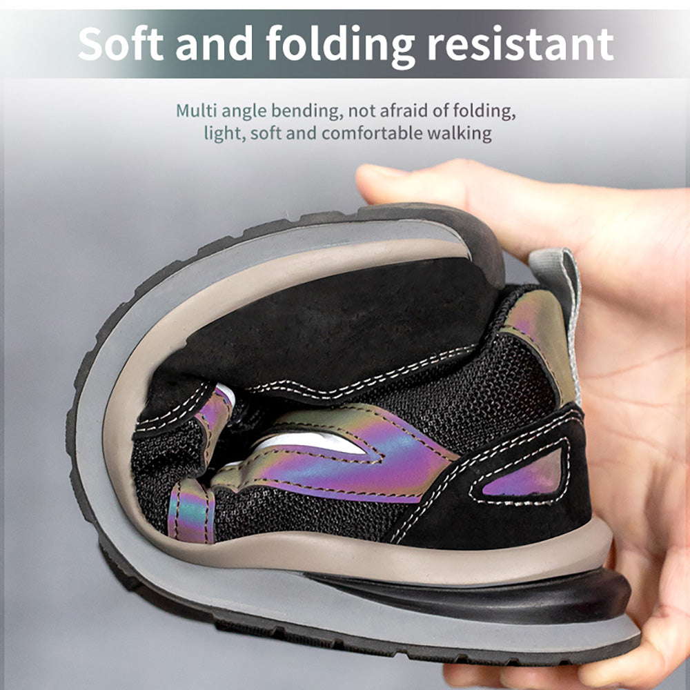 Mid-top Steel Toe Cap Anti-smashing Anti-piercing Safety Shoes Mesh Breathable Protective Shoes Non-slip Construction Workshop Work Shoes