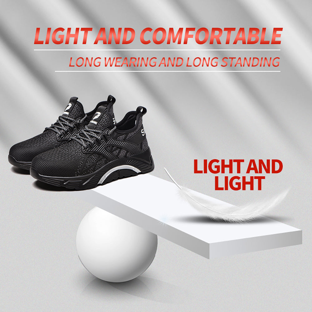 Men's Flying Woven Sports Shoes Anti-smashing Anti-piercing Work Safety Shoes Breathable Steel Toe Cap Protective Shoes