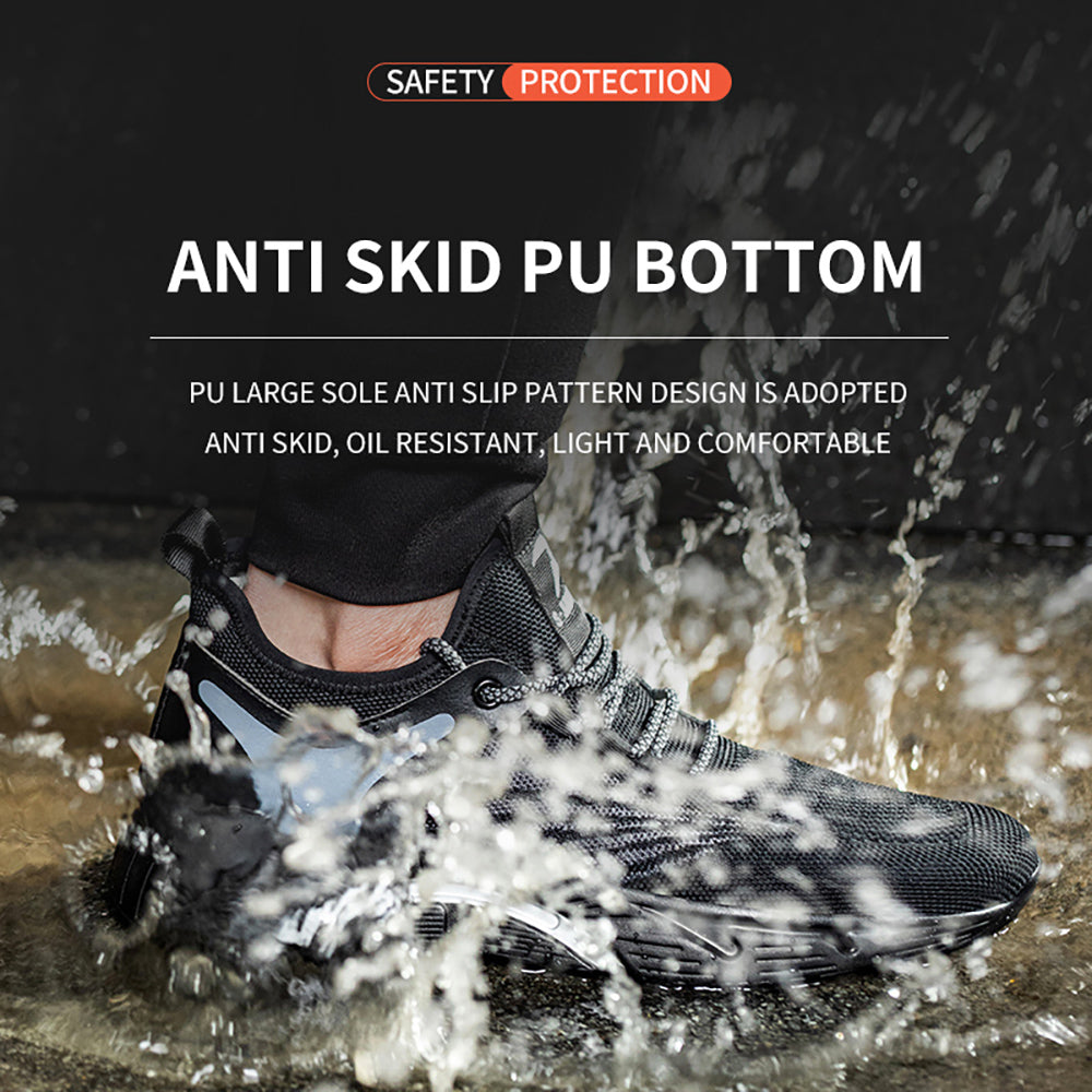 Men's Safety Shoes Anti-smashing Anti-piercing Protective Shoes Flying Woven Deodorant Breathable Casual Comfortable Work Shoes