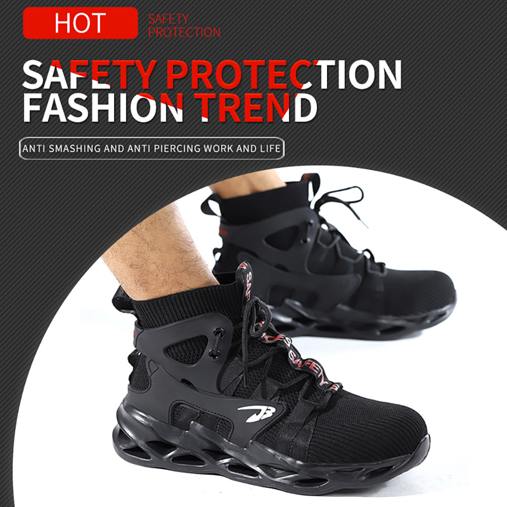 Men's Breathable Anti-smashing Anti-piercing Steel Toe Cap Work Shoes Safety Shoes Breathable High Top Work Boots Safety Shoes