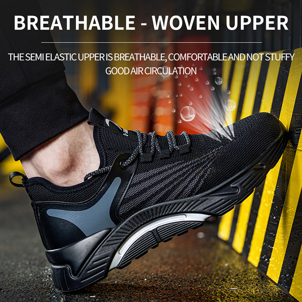 Men's Safety Shoes Anti-smashing Anti-piercing Protective Shoes Flying Woven Deodorant Breathable Casual Comfortable Work Shoes