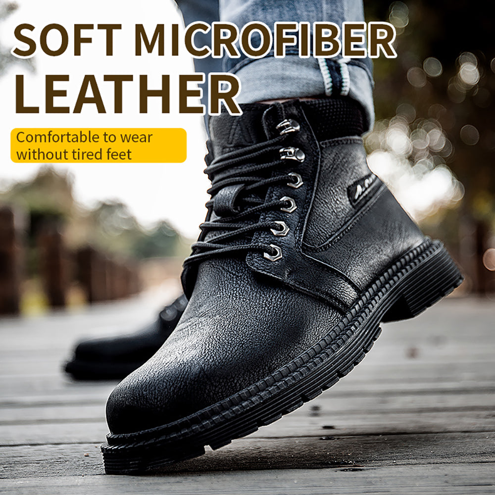 Men's Anti-smashing Anti-piercing High-top Protective Shoes Steel Toe Cap Safety Shoes Rubber Sole Non-slip Wear-resistant Work Shoes