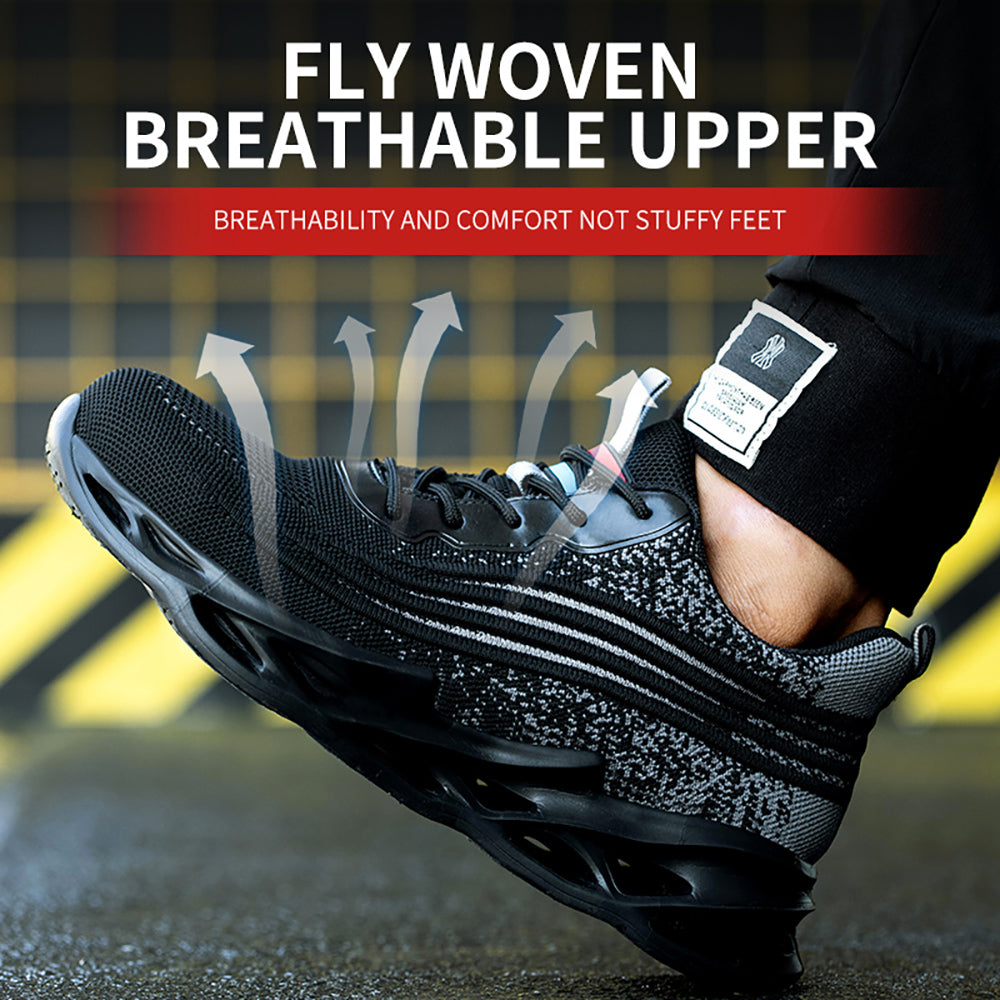 Men's Breathable Flying Woven Low-top Sneakers Anti-smashing Anti-puncture Work Shoes Safety Shoes