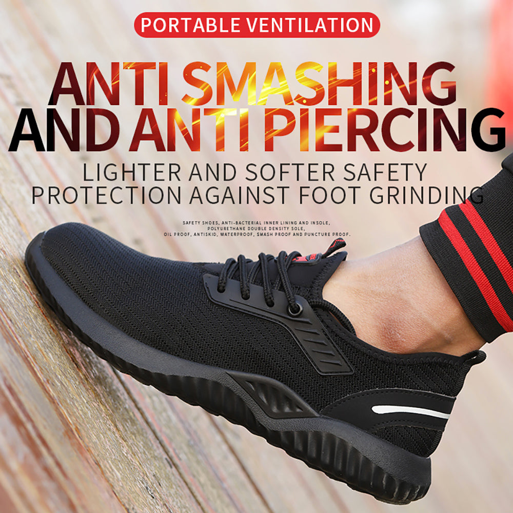 Flying Woven Sneakers Breathable Lightweight Anti-smashing Anti-puncture Work Shoes Summer Safety Shoes