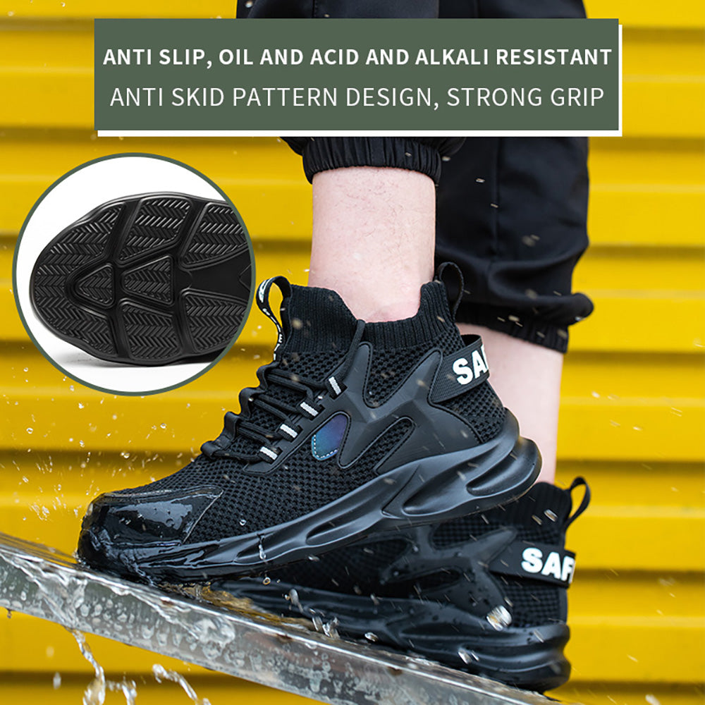 Anti-smashing Anti-piercing Work Shoes Breathable Light Steel Toe Cap Non-slip Sole High-top Safety Shoes