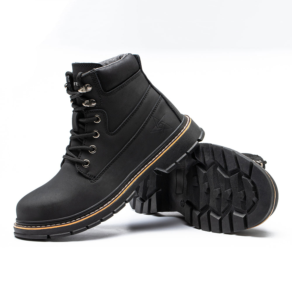 Men's Microfiber Leather Safety Boots High-top Anti-smashing Anti-puncture Work Shoes Fashion Safety Shoes