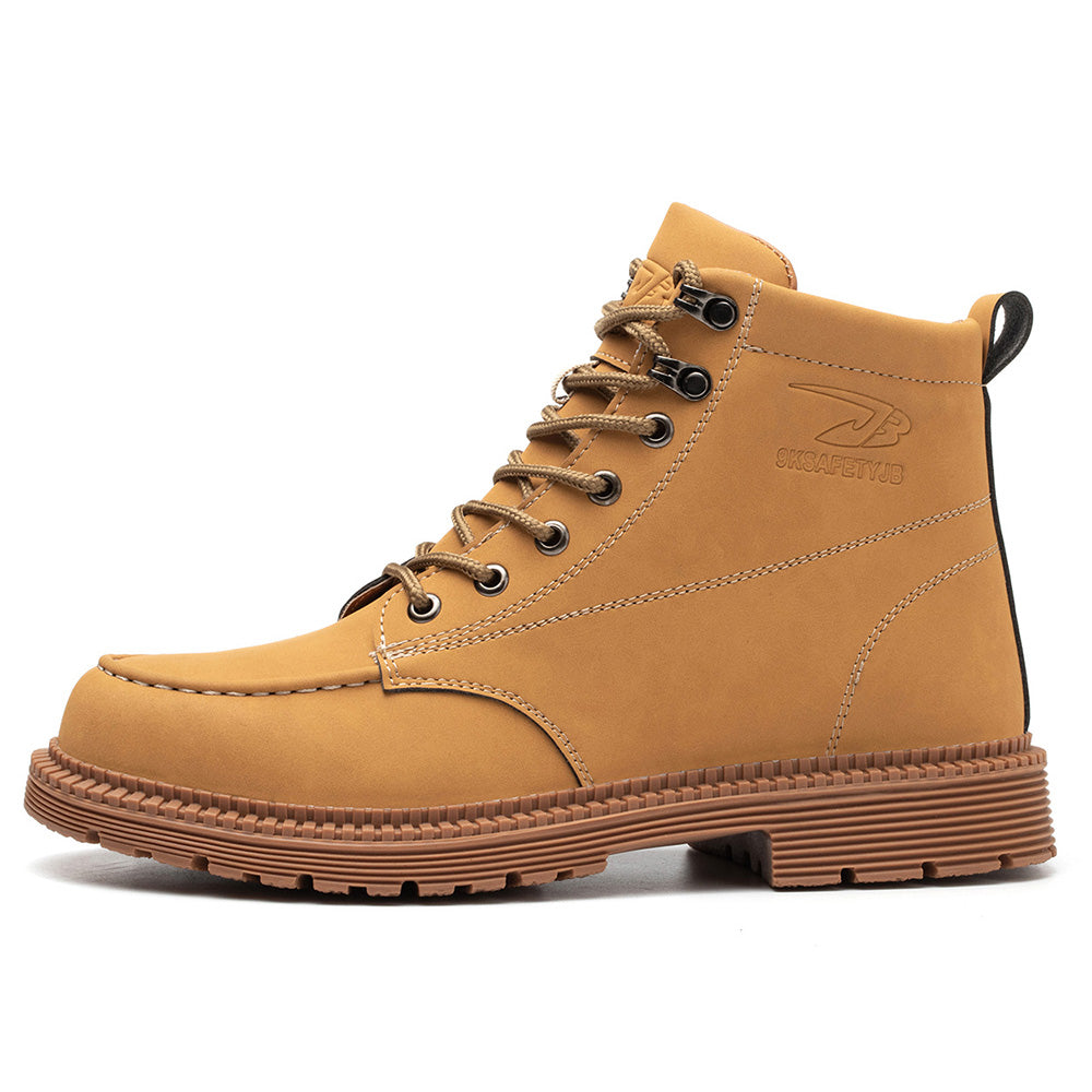 High-top Microfiber Leather Boots Kevlar Stab-proof Anti-smashing Safety Shoes Wear-resistant Non-slip Machinery Workshop Work Shoes