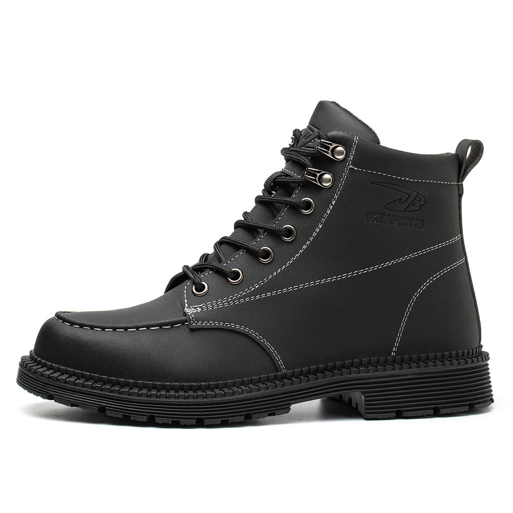 High-top Microfiber Leather Boots Kevlar Stab-proof Anti-smashing Safety Shoes Wear-resistant Non-slip Machinery Workshop Work Shoes