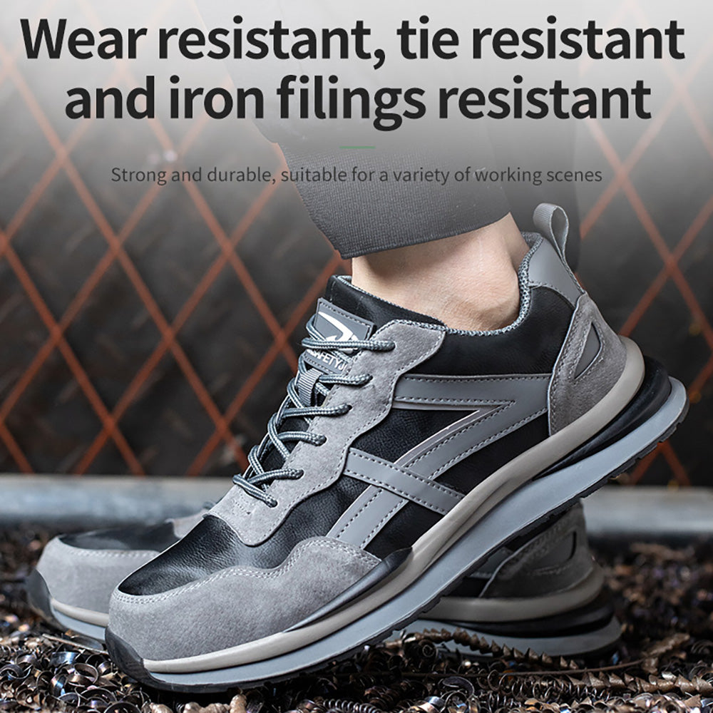 Steel Toe Cap Anti-smashing Anti-puncture Safety Shoes Wear-resistant Work Protective Shoes Light Low-top Breathable Hiking Shoes