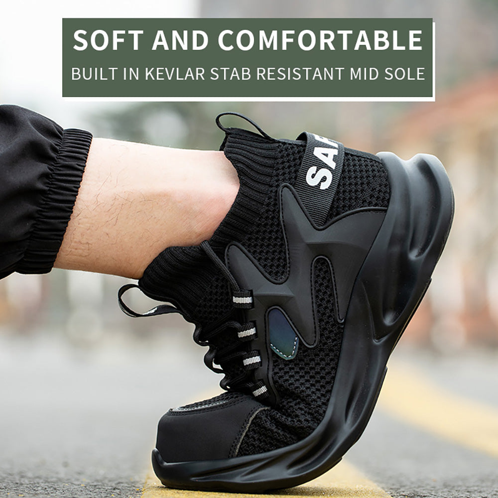 Anti-smashing Anti-piercing Work Shoes Breathable Light Steel Toe Cap Non-slip Sole High-top Safety Shoes