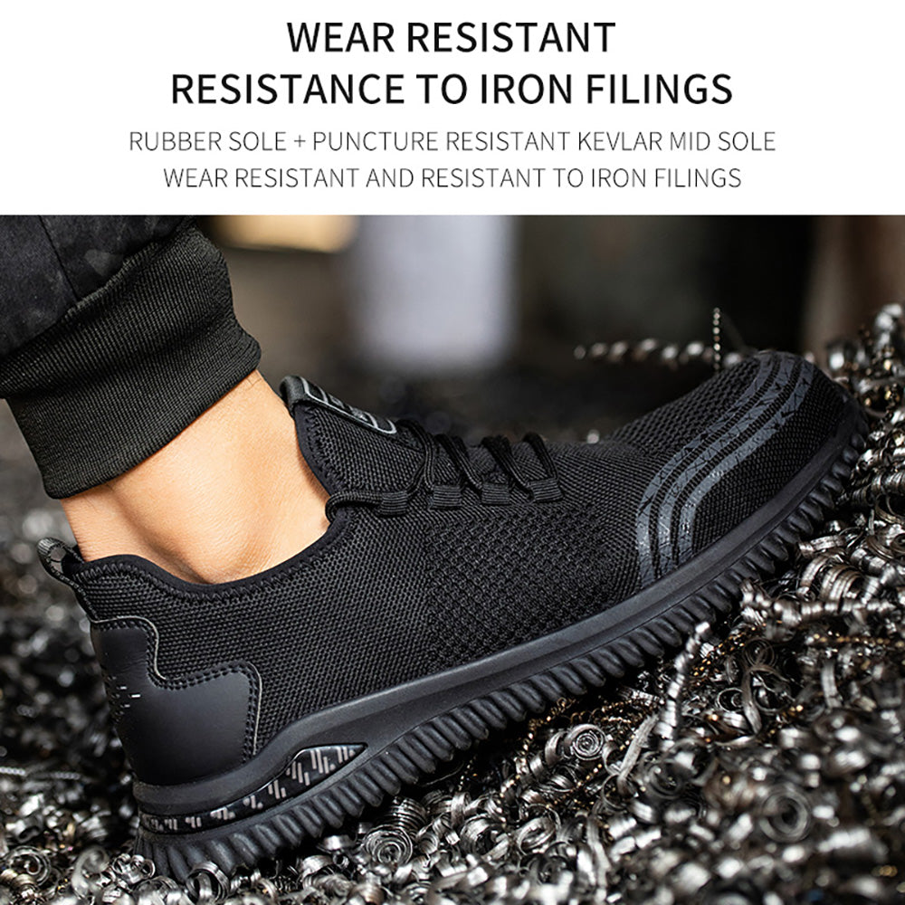 Men's Summer Work Shoes Lightweight Breathable Flying Woven Safety Shoes Anti-smashing Anti-piercing Soft Bottom Wear-resistant Protective Shoes