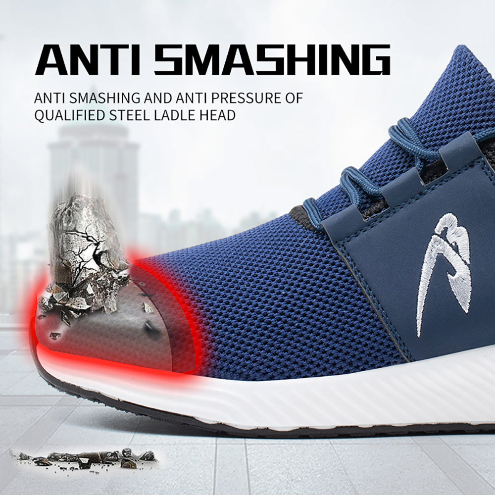 Flying Woven Breathable Lightweight Sneakers Anti-smashing Anti-puncture Work Shoes Low-top Safety Shoes