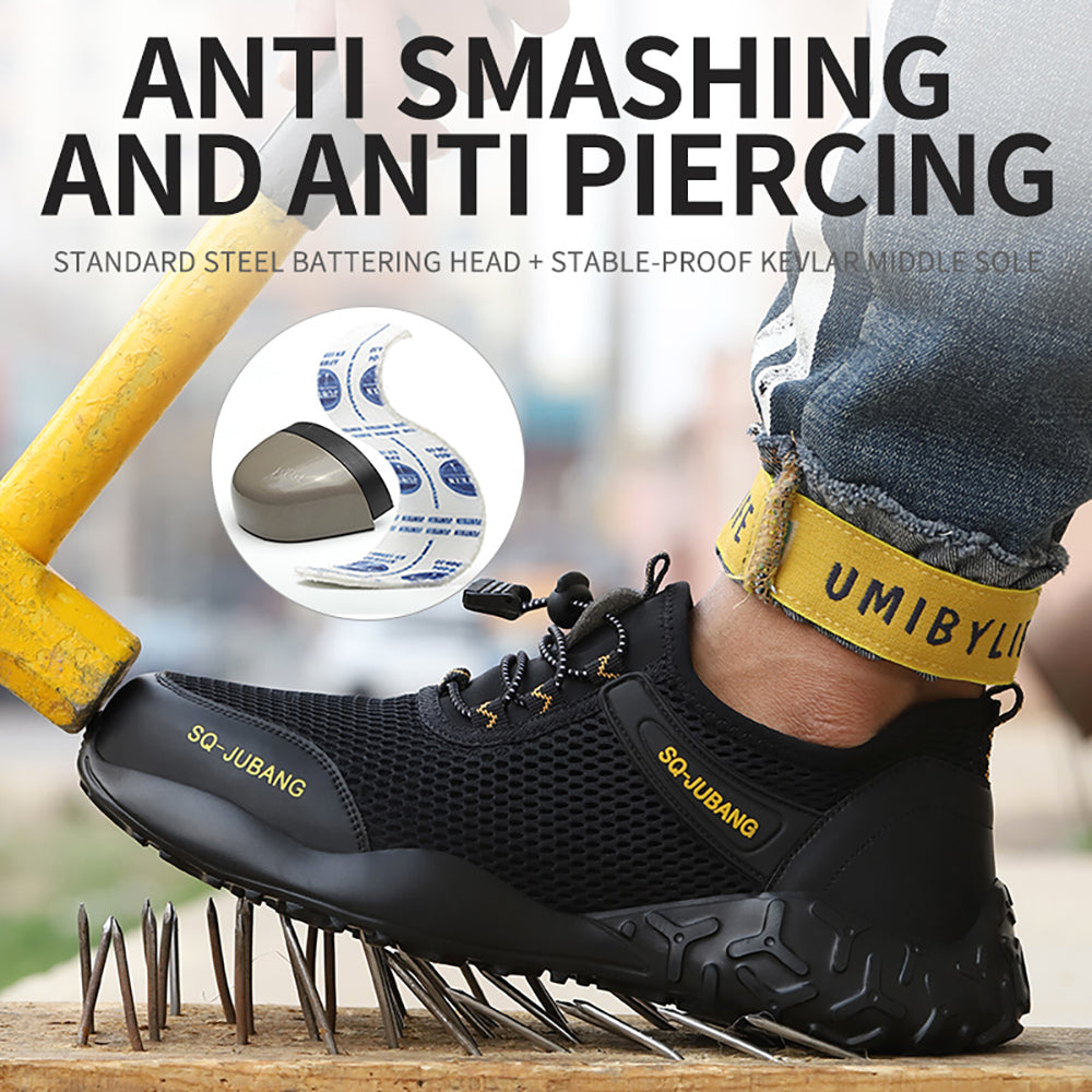 Breathable Flying Woven Mesh Work Shoes Light Weight Anti-smashing Anti-piercing Work Shoes Safety Shoes Protective Shoes