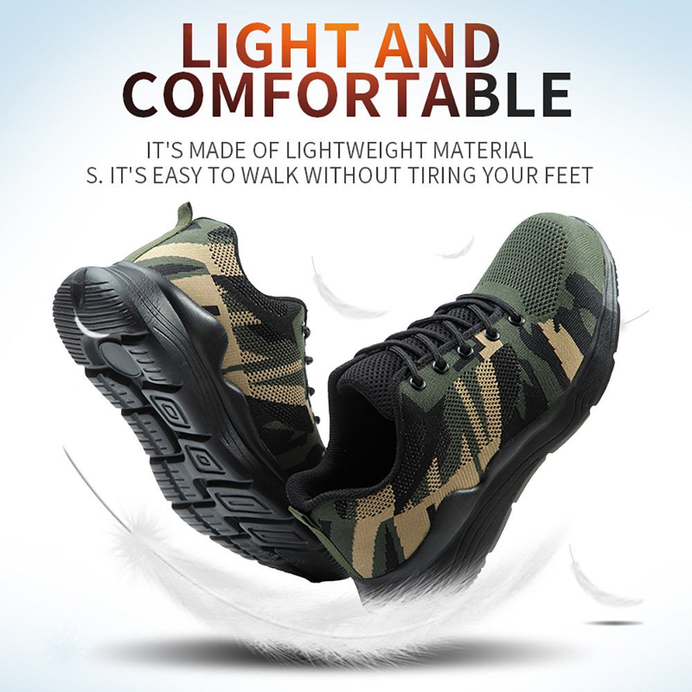 Men's Flying Woven Breathable Sneakers Anti-smashing Anti-stab Work Shoes Steel Toe Cap Protective Shoes Safety Shoes