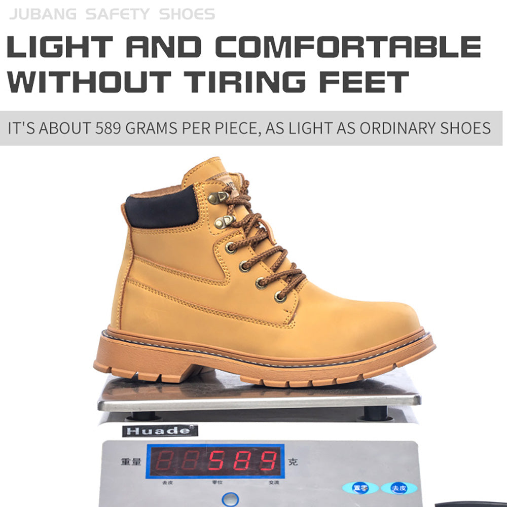 Men's Microfiber Leather Safety Boots High-top Anti-smashing Anti-puncture Work Shoes Fashion Safety Shoes