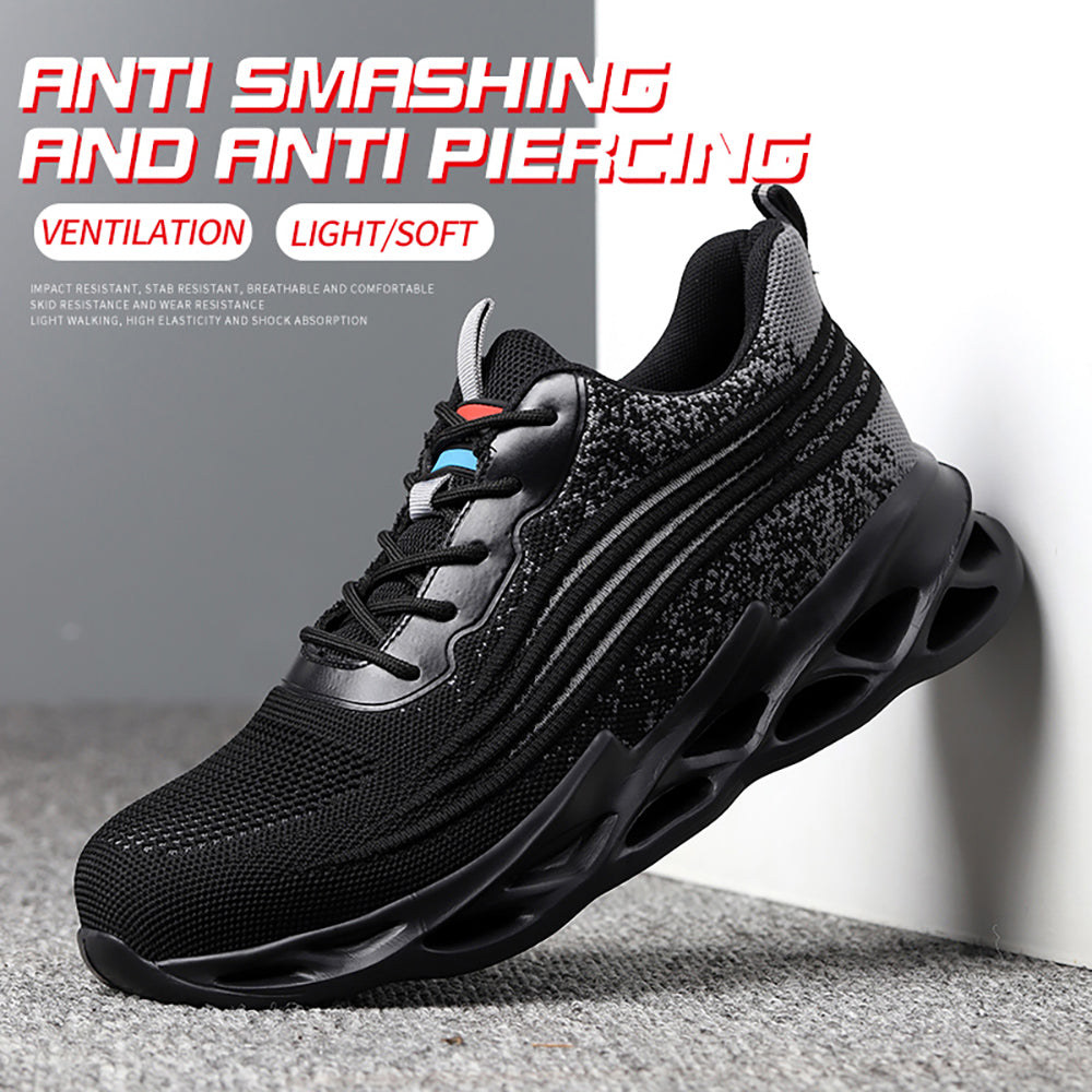 Men's Breathable Flying Woven Low-top Sneakers Anti-smashing Anti-puncture Work Shoes Safety Shoes