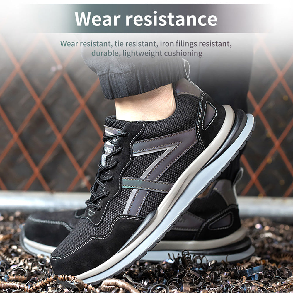 Mid-top Steel Toe Cap Anti-smashing Anti-piercing Safety Shoes Mesh Breathable Protective Shoes Non-slip Construction Workshop Work Shoes