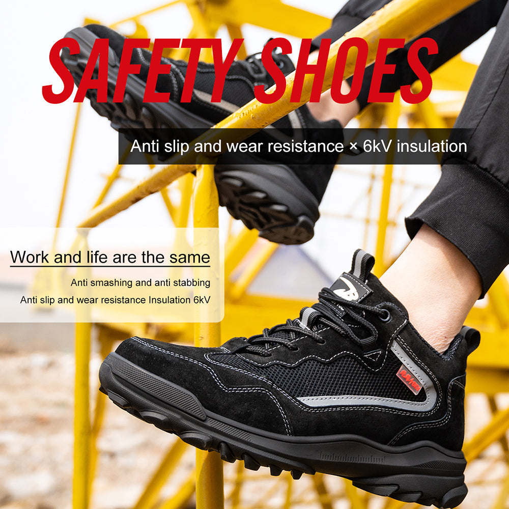 Insulated Electrician Shoes Beef Tendon Bottom Steel Toe Cap Anti-smashing Anti-stab Safety Shoes Mesh Breathable Work Shoes