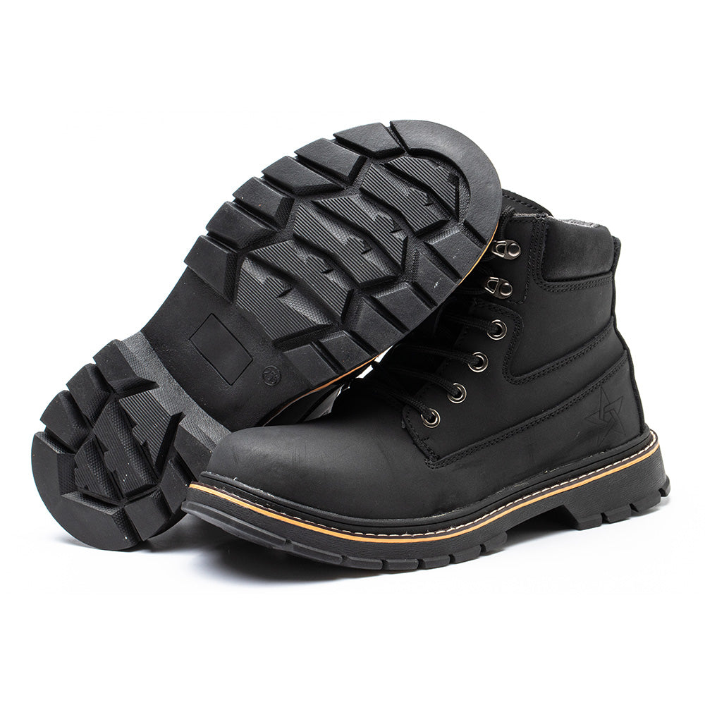 Men's Microfiber Leather Safety Boots High-top Anti-smashing Anti-puncture Work Shoes Fashion Safety Shoes