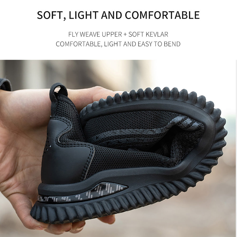 Men's Summer Work Shoes Lightweight Breathable Flying Woven Safety Shoes Anti-smashing Anti-piercing Soft Bottom Wear-resistant Protective Shoes