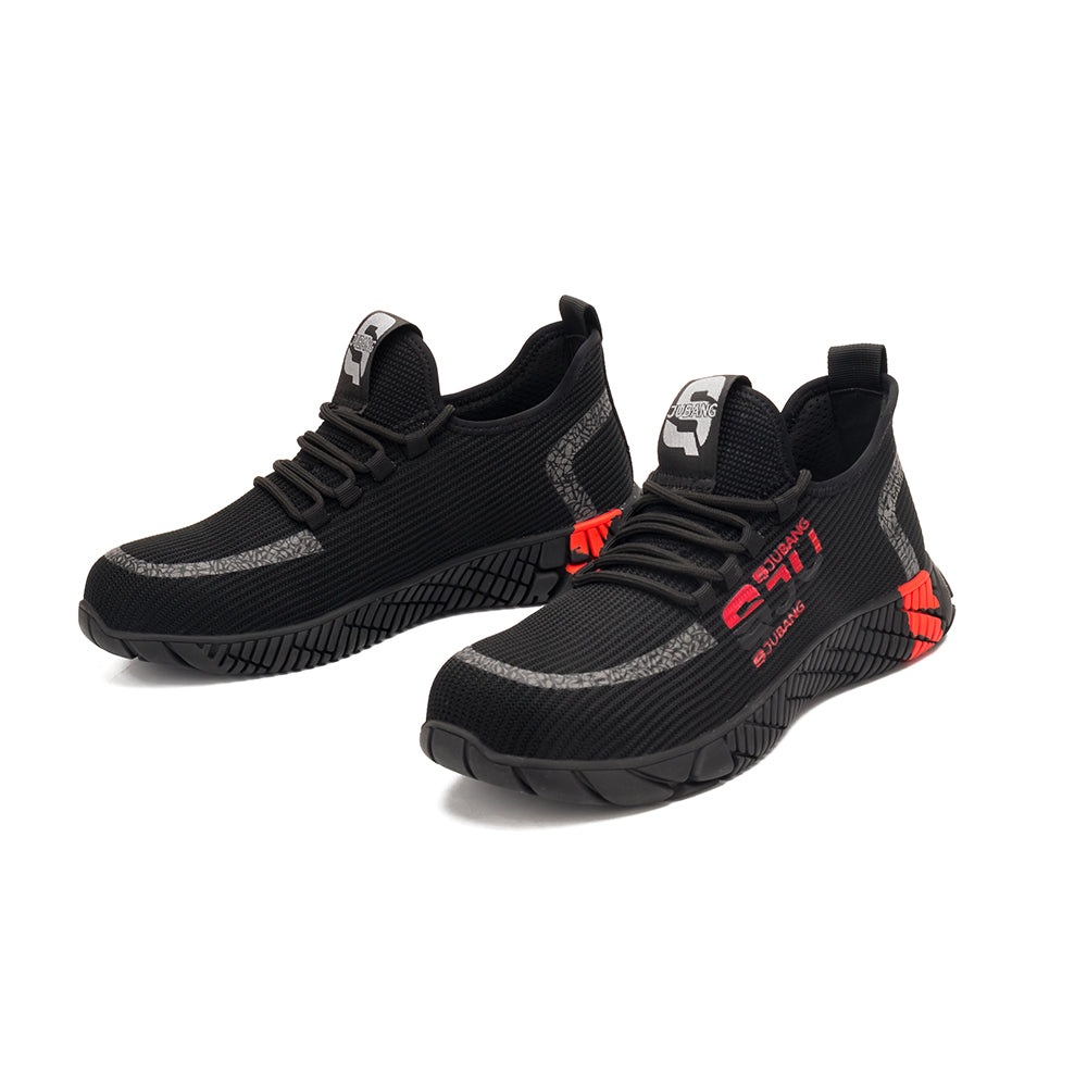 Low-top Flying Woven Upper Lightweight Breathable Sneakers Anti-smashing Anti-puncture Safety Shoes Rubber Sole Work Shoes