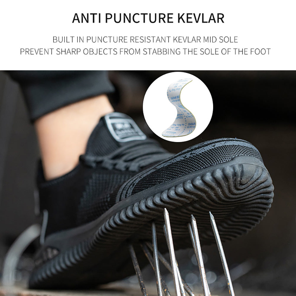 Men's Summer Work Shoes Lightweight Breathable Flying Woven Safety Shoes Anti-smashing Anti-piercing Soft Bottom Wear-resistant Protective Shoes