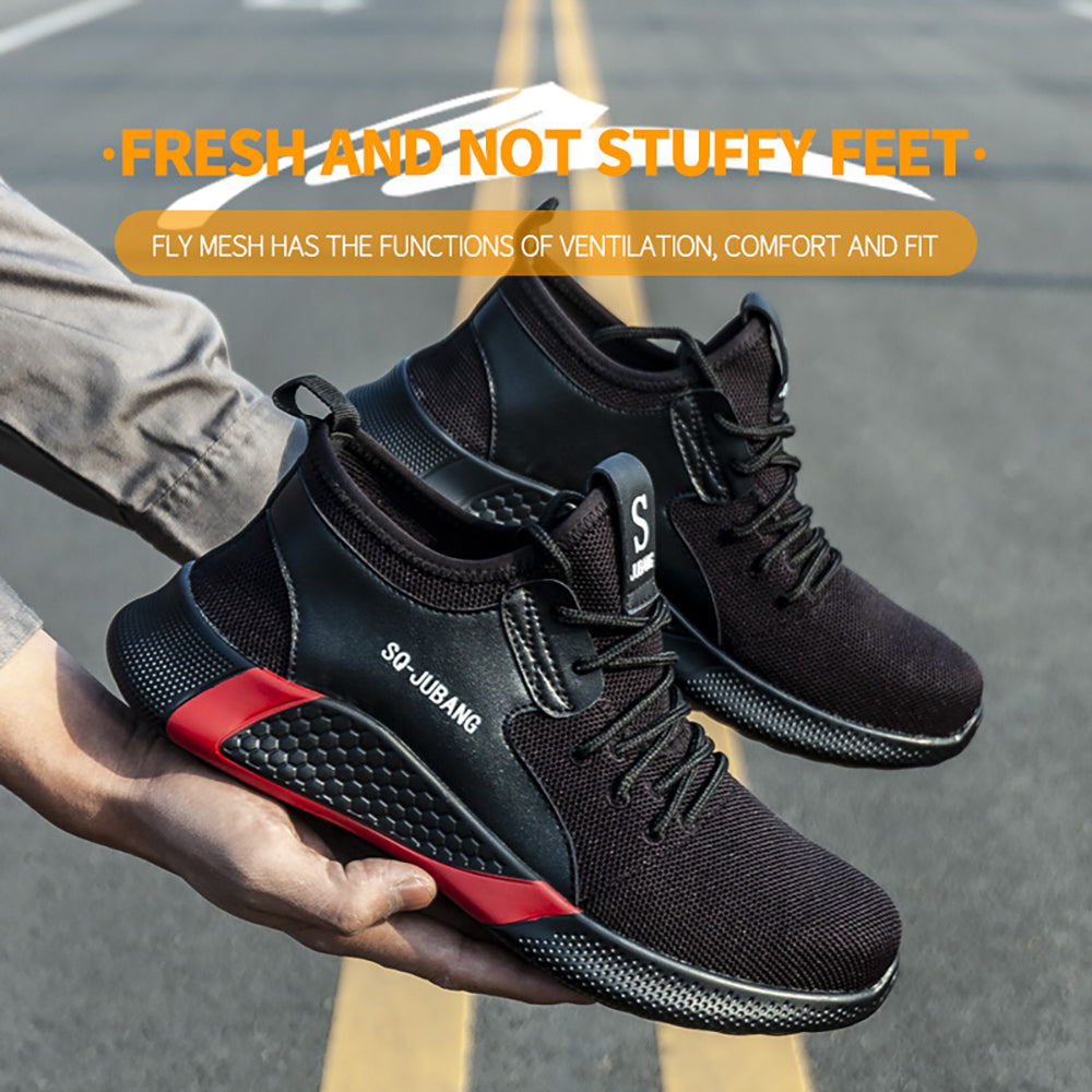 Low-top Flying Woven Upper Breathable Sports Shoes Steel Toe Cap Anti-smashing Anti-piercing Safety Shoes Work Shoes