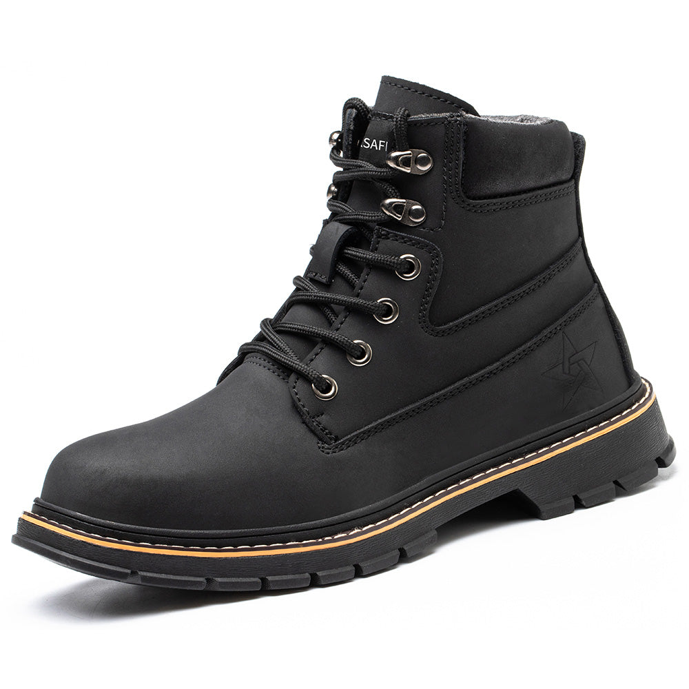 Men's Microfiber Leather Safety Boots High-top Anti-smashing Anti-puncture Work Shoes Fashion Safety Shoes