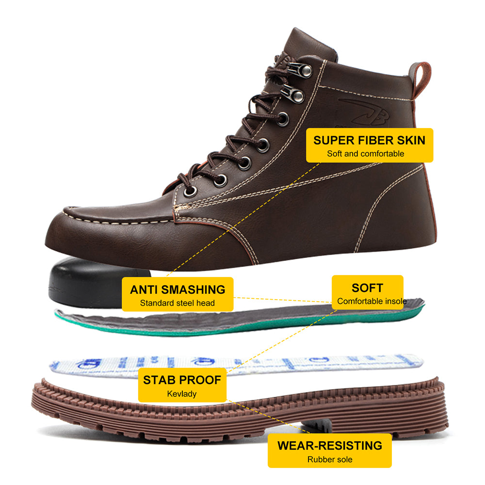 High-top Microfiber Leather Boots Kevlar Stab-proof Anti-smashing Safety Shoes Wear-resistant Non-slip Machinery Workshop Work Shoes