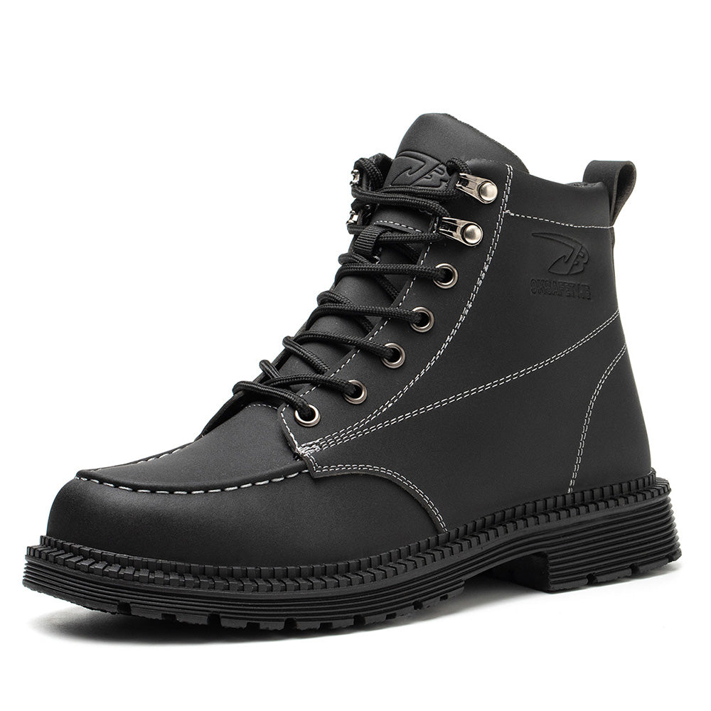 High-top Microfiber Leather Boots Kevlar Stab-proof Anti-smashing Safety Shoes Wear-resistant Non-slip Machinery Workshop Work Shoes