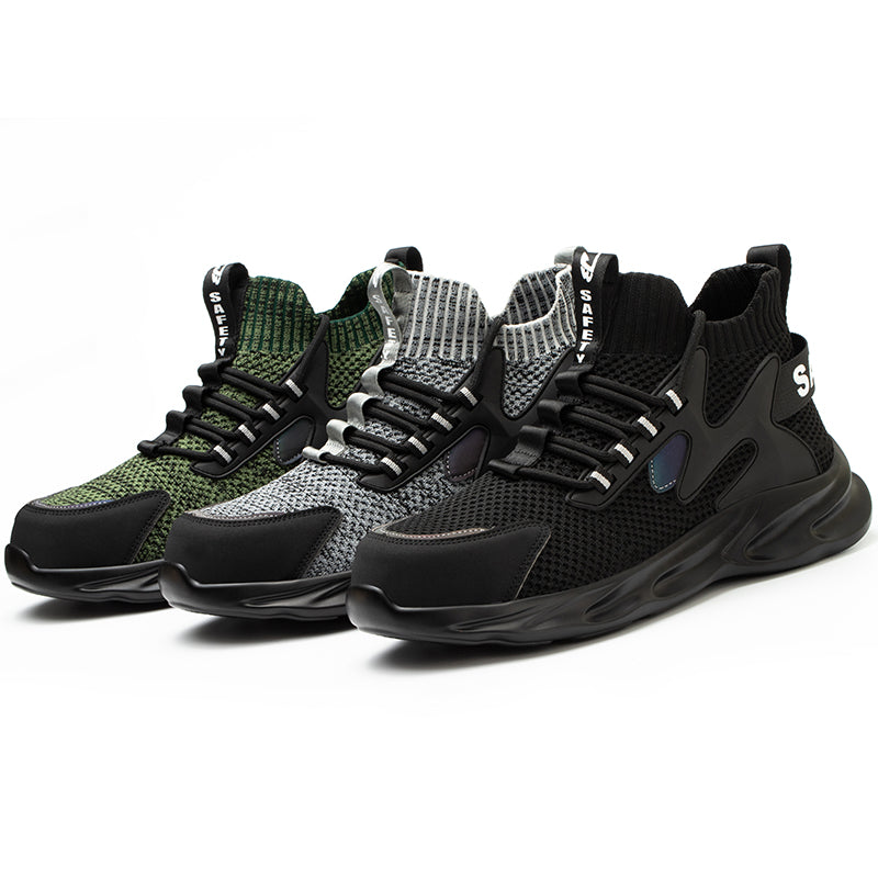 Anti-smashing Anti-piercing Work Shoes Breathable Light Steel Toe Cap Non-slip Sole High-top Safety Shoes