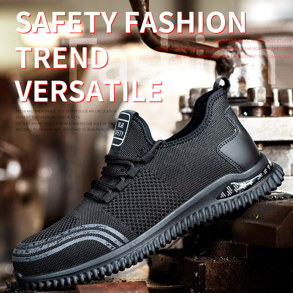 Men's Summer Work Shoes Lightweight Breathable Flying Woven Safety Shoes Anti-smashing Anti-piercing Soft Bottom Wear-resistant Protective Shoes