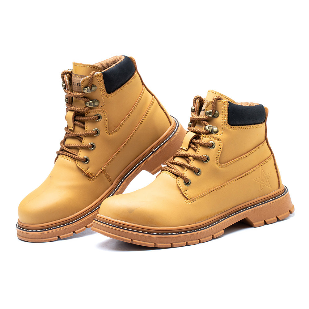 Men's Microfiber Leather Safety Boots High-top Anti-smashing Anti-puncture Work Shoes Fashion Safety Shoes