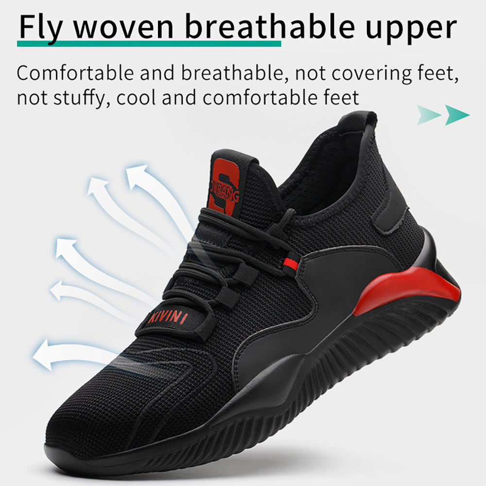 Men's Lightweight Flying Woven Anti-smashing Anti-piercing Work Shoes Breathable Steel Toe Cap Safety Shoes Protective Shoes