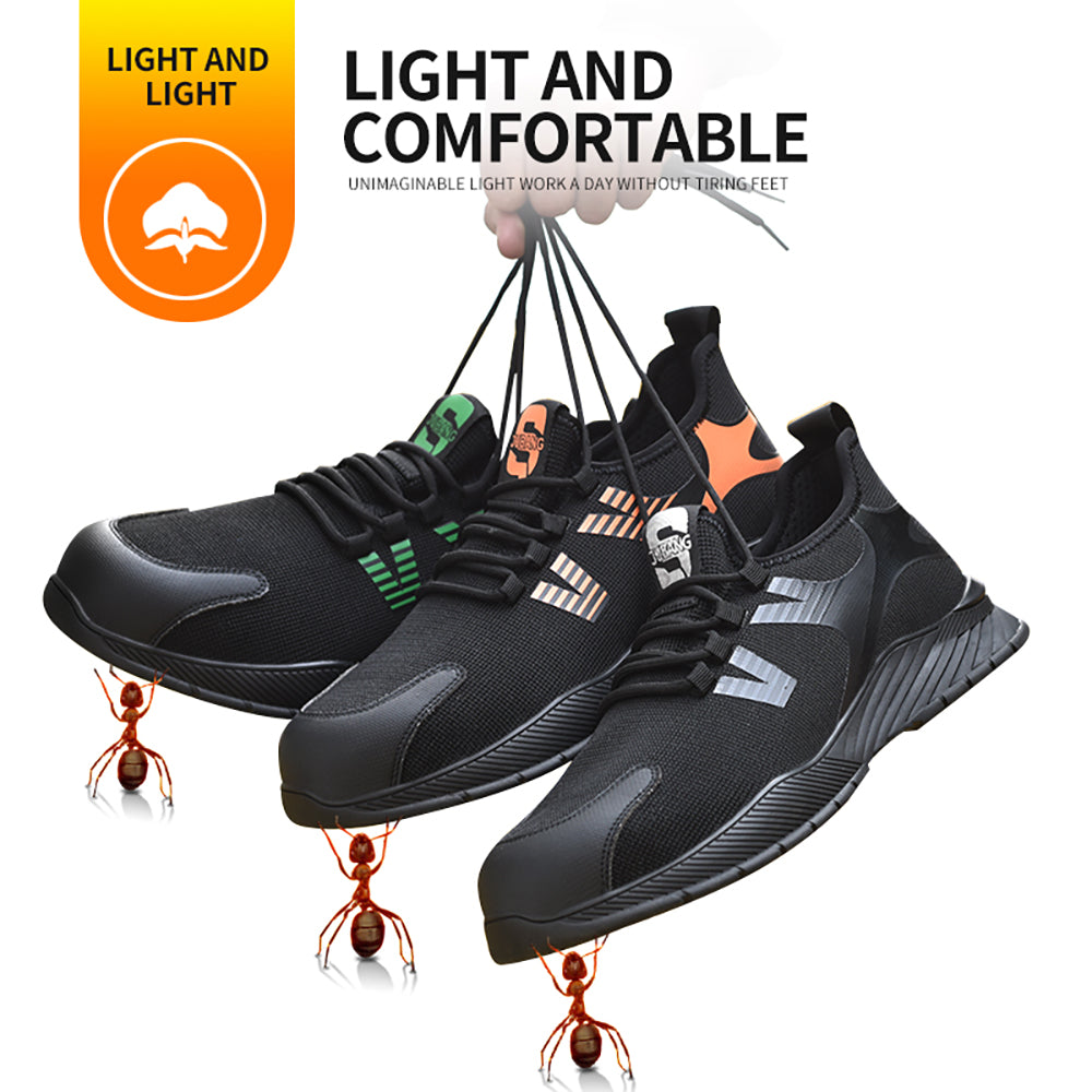 Men's Flying Woven Mesh Work Shoes Breathable Anti-smashing Anti-piercing Steel Toe Cap Safety Shoes Protective Shoes