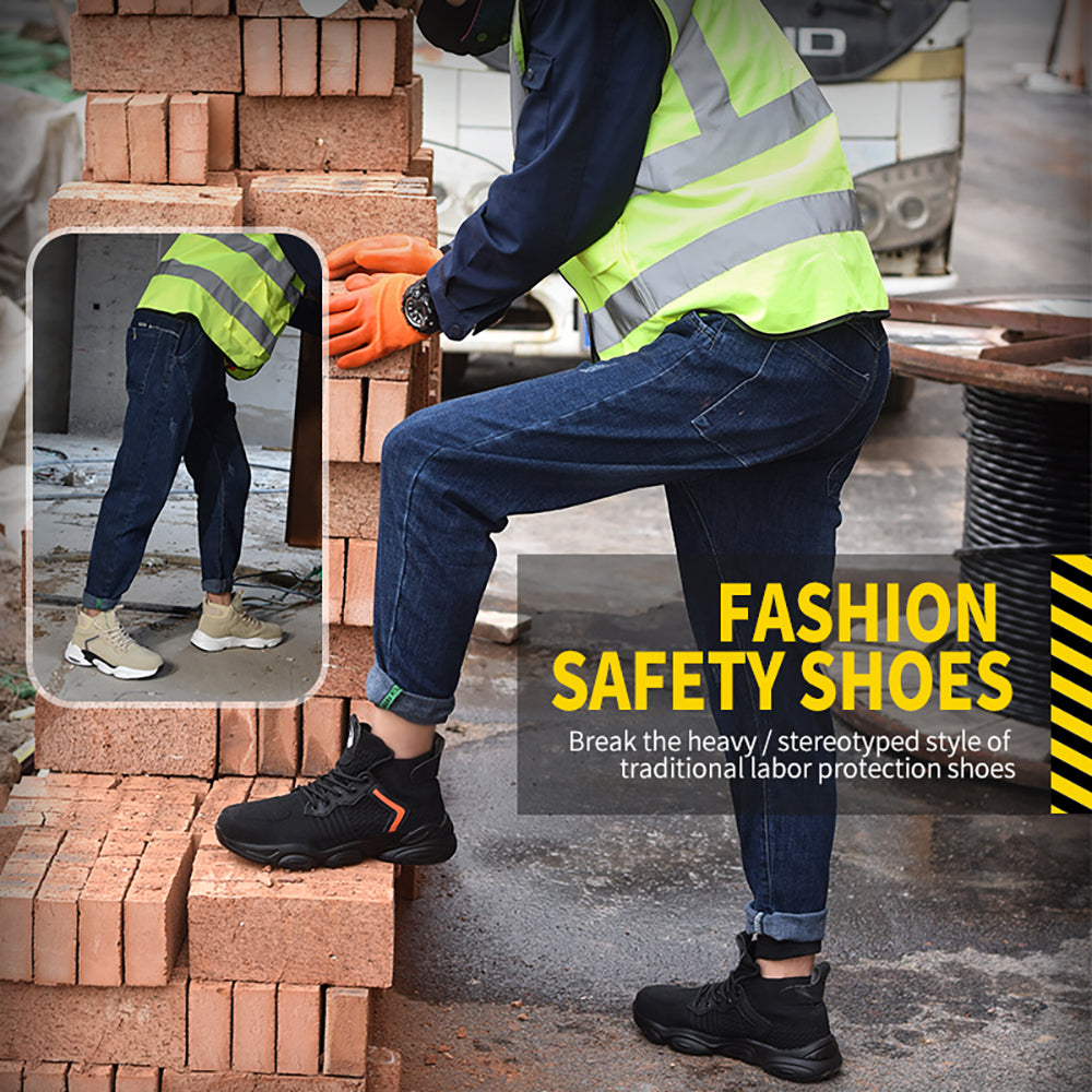 Men's Work Shoes Breathable Anti-smashing Anti-piercing Work Shoes Up To Standard Steel Toe Cap Work Boots Safety Shoes