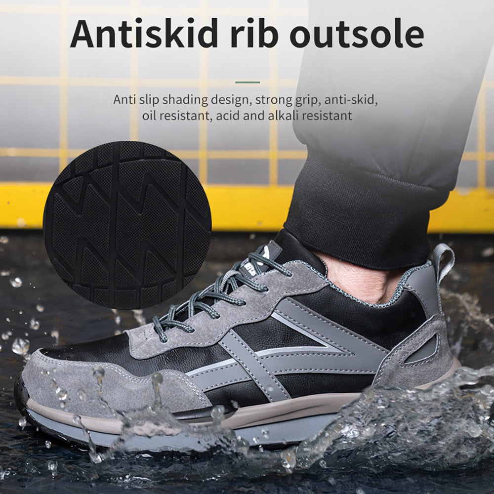 Steel Toe Cap Anti-smashing Anti-puncture Safety Shoes Wear-resistant Work Protective Shoes Light Low-top Breathable Hiking Shoes