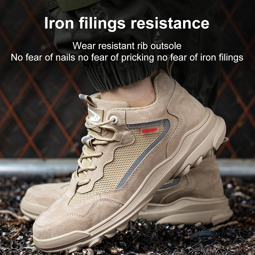 Insulated Electrician Shoes Beef Tendon Bottom Steel Toe Cap Anti-smashing Anti-stab Safety Shoes Mesh Breathable Work Shoes