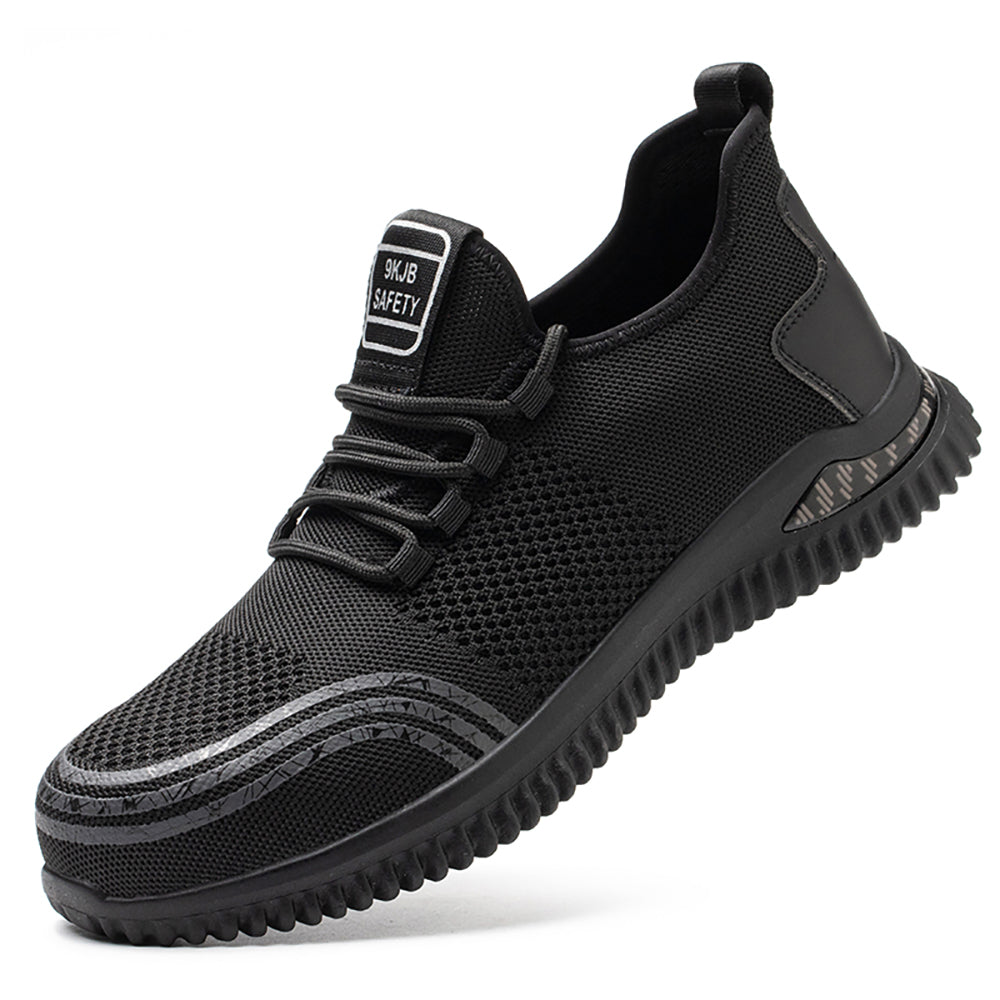 Men's Summer Work Shoes Lightweight Breathable Flying Woven Safety Shoes Anti-smashing Anti-piercing Soft Bottom Wear-resistant Protective Shoes