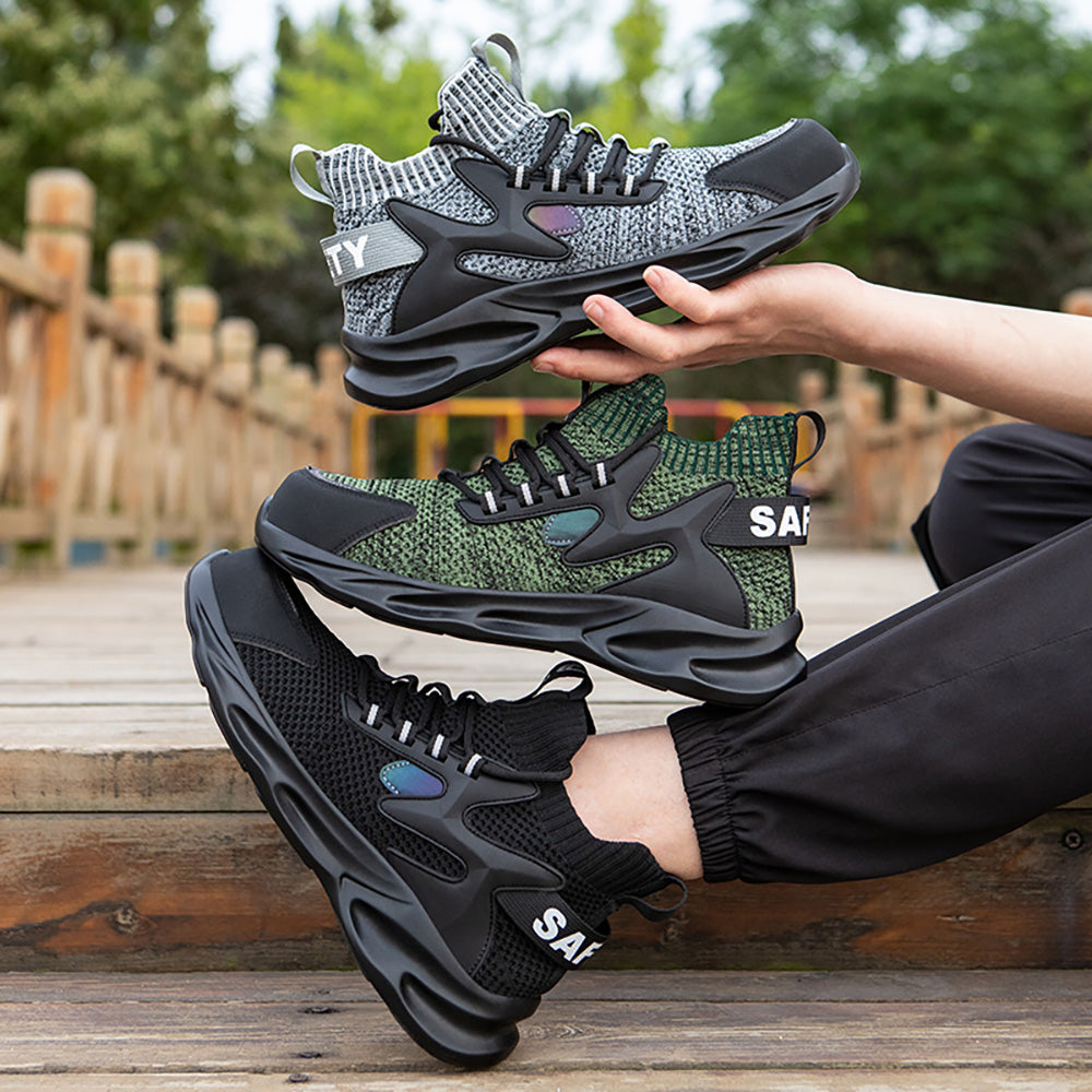 Anti-smashing Anti-piercing Work Shoes Breathable Light Steel Toe Cap Non-slip Sole High-top Safety Shoes