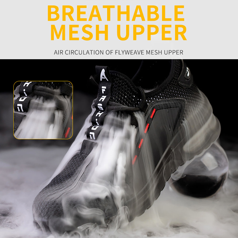 Mesh Flying Woven Breathable Sports Shoes Anti-smashing Anti-piercing Steel Toe Cap Safety Shoes Work Shoes