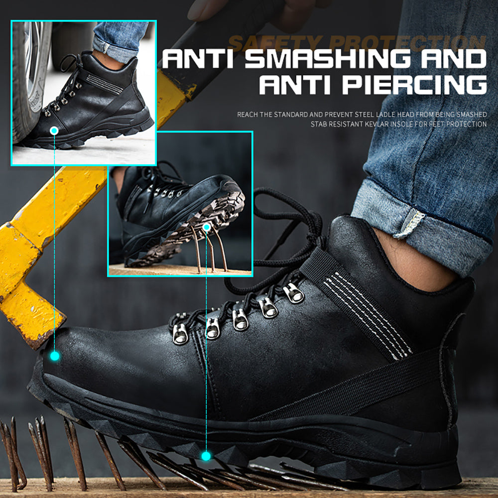 Cowhide Welding Anti-static Safety Shoes Non-slip Anti-piercing Anti-smash High-top Work Shoes Welder Protective Shoes