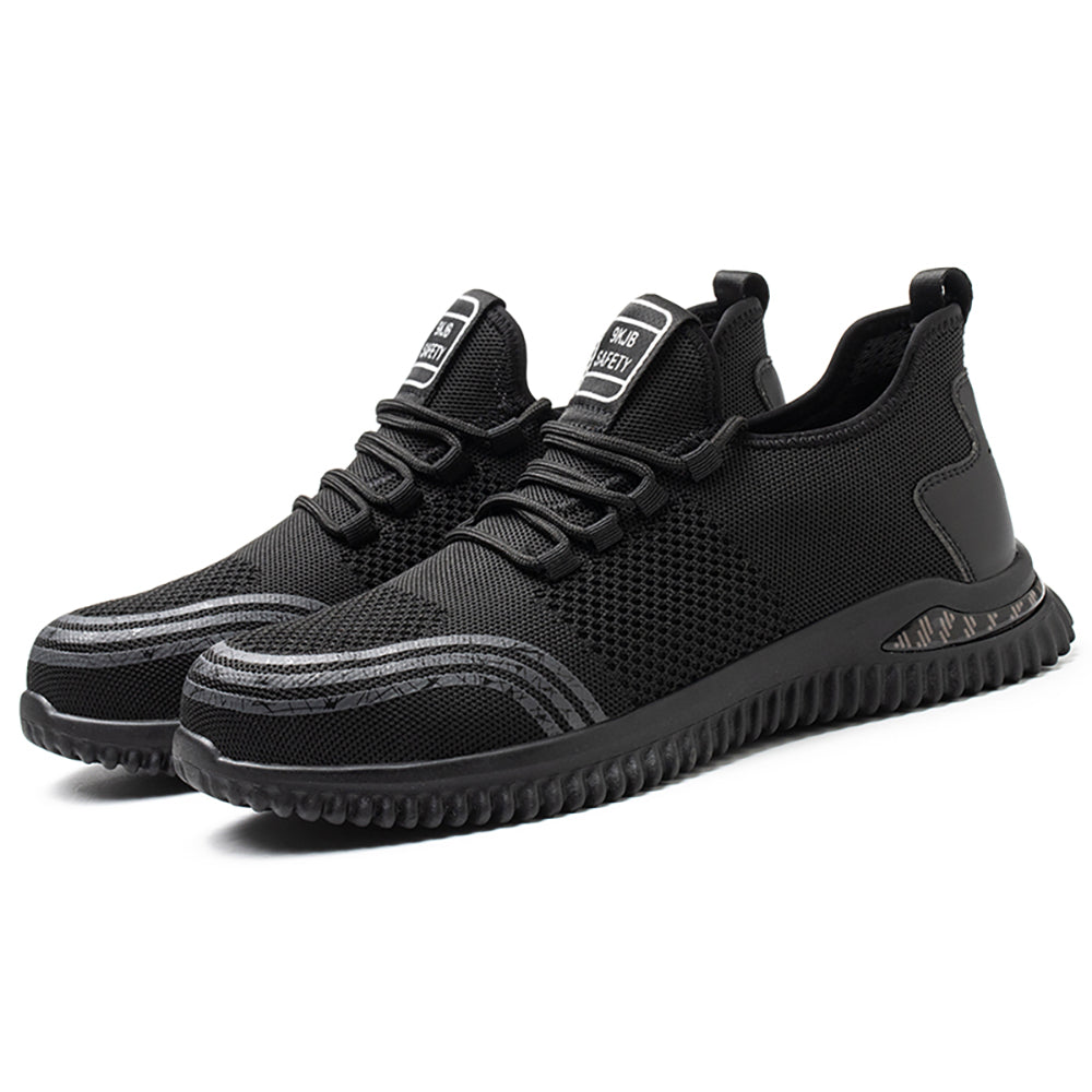 Men's Summer Work Shoes Lightweight Breathable Flying Woven Safety Shoes Anti-smashing Anti-piercing Soft Bottom Wear-resistant Protective Shoes